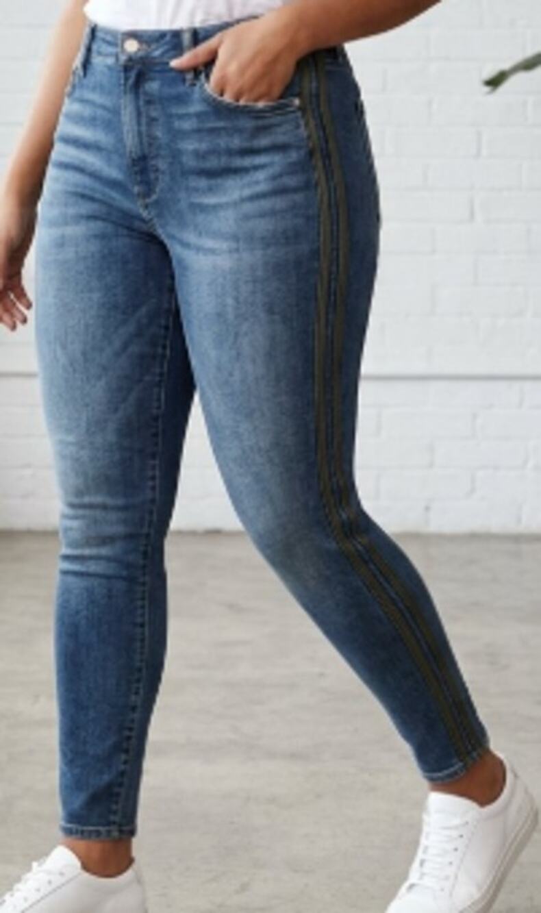 Good American Good Waist Athletic Stripe Skinny Jeans sz 8/29